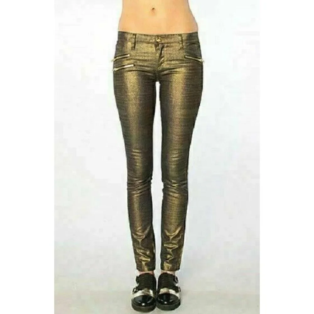 BlankNYC Women Gold Printed Zipper Skinny Classique Pant Jeans $98 - Picture 3 of 5